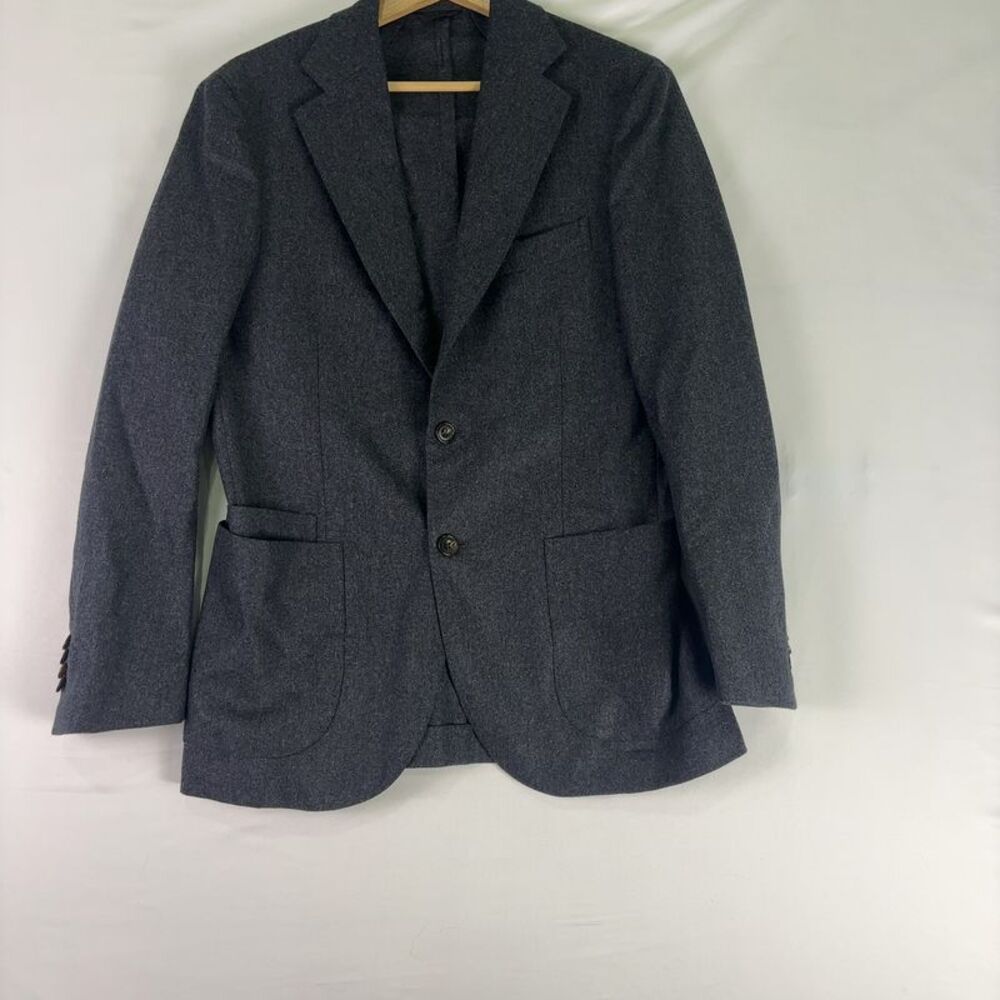 Drakes Grey Wool Flannel Tailored Jacket